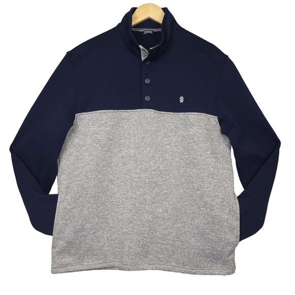 IZOD Men's Polyester Fleece Quarter Snap Lightweight Sweatshirt Large w/ Pockets - Picture 2 of 9